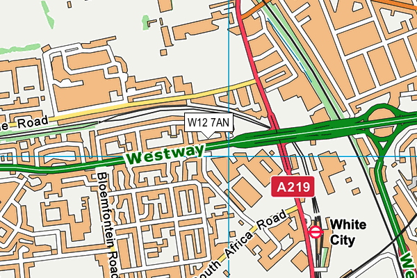 W12 7AN map - OS VectorMap District (Ordnance Survey)