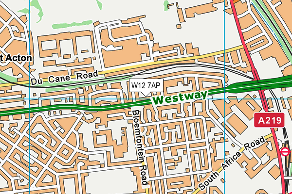 W12 7AP map - OS VectorMap District (Ordnance Survey)