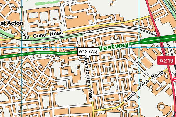 W12 7AQ map - OS VectorMap District (Ordnance Survey)