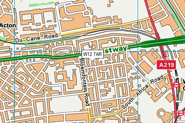 W12 7AR map - OS VectorMap District (Ordnance Survey)