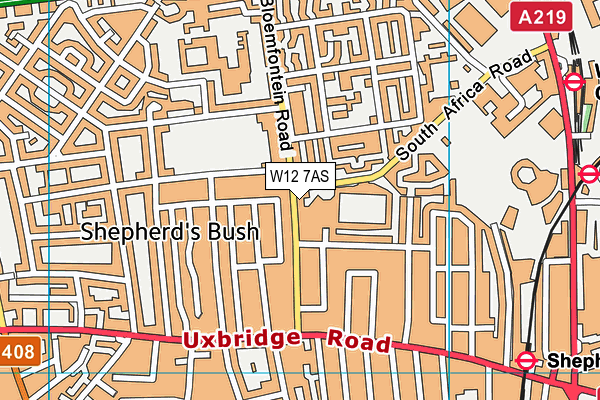 W12 7AS map - OS VectorMap District (Ordnance Survey)