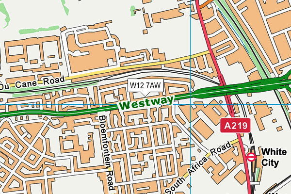 W12 7AW map - OS VectorMap District (Ordnance Survey)