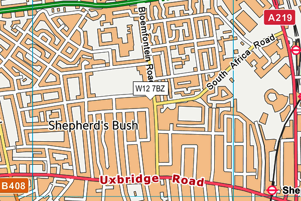 W12 7BZ map - OS VectorMap District (Ordnance Survey)