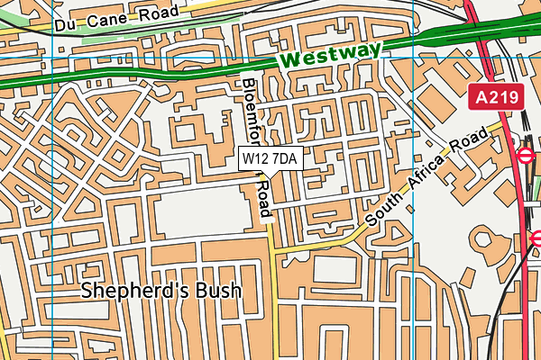 W12 7DA map - OS VectorMap District (Ordnance Survey)