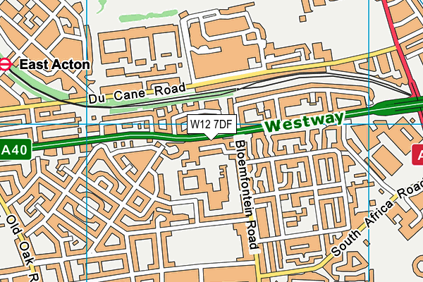 W12 7DF map - OS VectorMap District (Ordnance Survey)