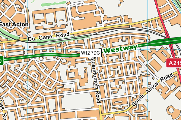 W12 7DG map - OS VectorMap District (Ordnance Survey)