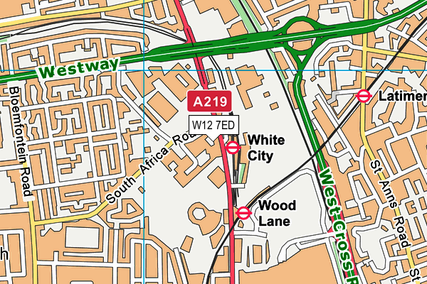 W12 7ED map - OS VectorMap District (Ordnance Survey)