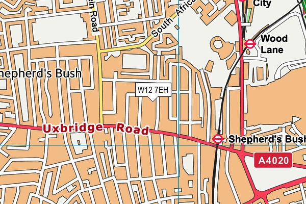 W12 7EH map - OS VectorMap District (Ordnance Survey)