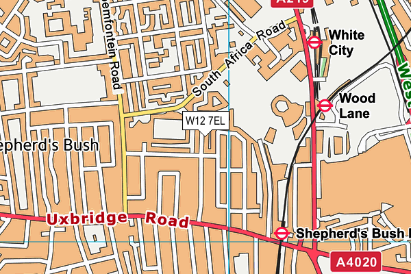 W12 7EL map - OS VectorMap District (Ordnance Survey)