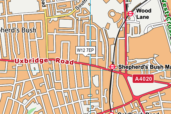 W12 7EP map - OS VectorMap District (Ordnance Survey)