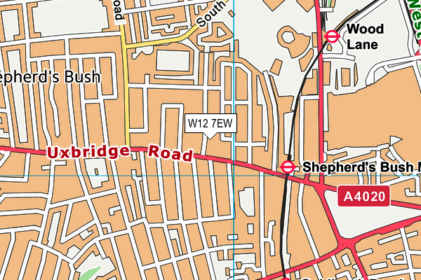 W12 7EW map - OS VectorMap District (Ordnance Survey)