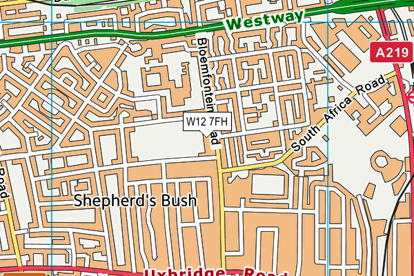 W12 7FH map - OS VectorMap District (Ordnance Survey)