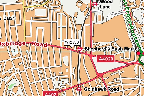 W12 7JD map - OS VectorMap District (Ordnance Survey)