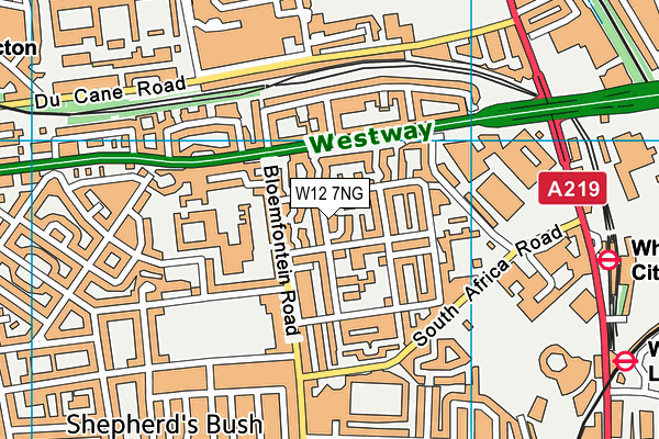 W12 7NG map - OS VectorMap District (Ordnance Survey)