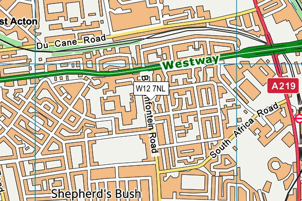 W12 7NL map - OS VectorMap District (Ordnance Survey)