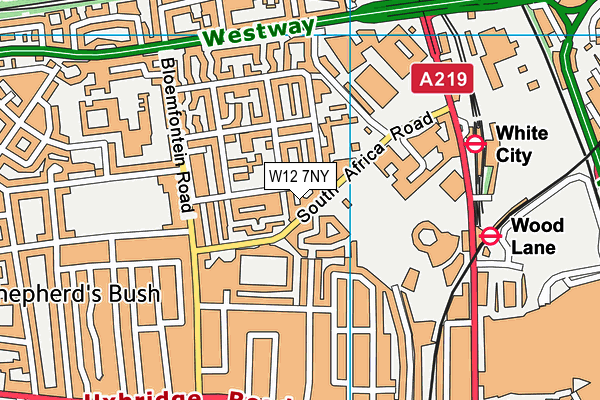 W12 7NY map - OS VectorMap District (Ordnance Survey)