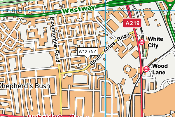 W12 7NZ map - OS VectorMap District (Ordnance Survey)