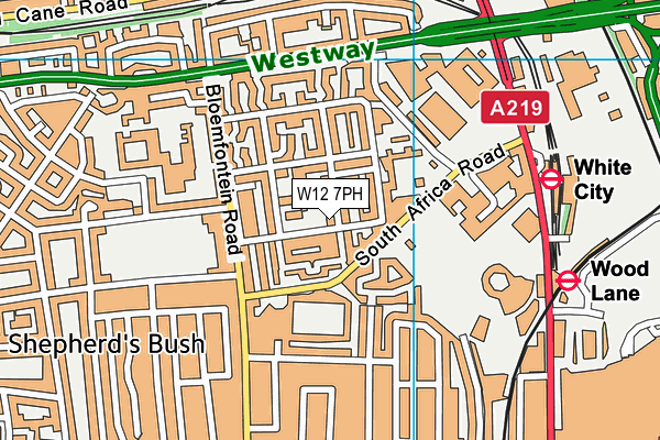 W12 7PH map - OS VectorMap District (Ordnance Survey)
