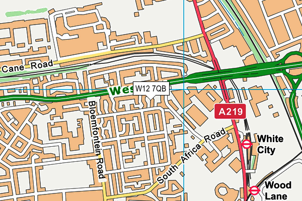 W12 7QB map - OS VectorMap District (Ordnance Survey)
