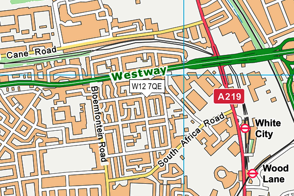 W12 7QE map - OS VectorMap District (Ordnance Survey)