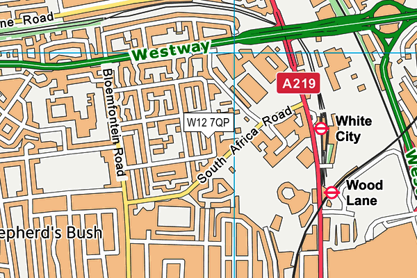 W12 7QP map - OS VectorMap District (Ordnance Survey)