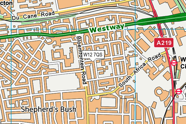 W12 7QS map - OS VectorMap District (Ordnance Survey)