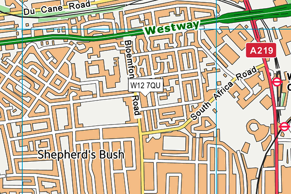 W12 7QU map - OS VectorMap District (Ordnance Survey)