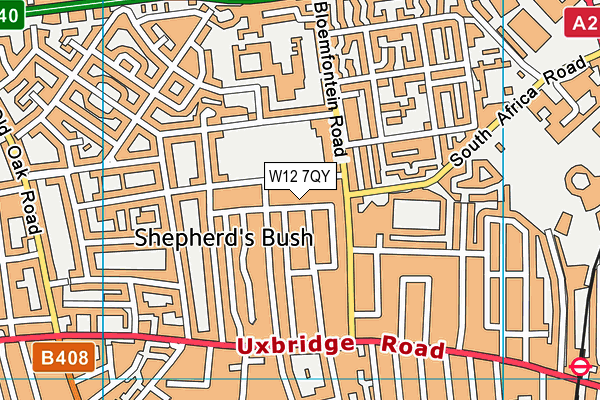 W12 7QY map - OS VectorMap District (Ordnance Survey)