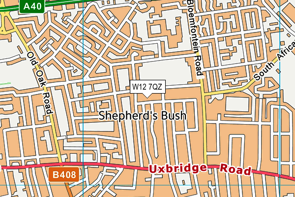 W12 7QZ map - OS VectorMap District (Ordnance Survey)