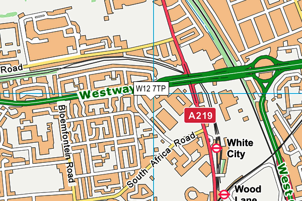 W12 7TP map - OS VectorMap District (Ordnance Survey)