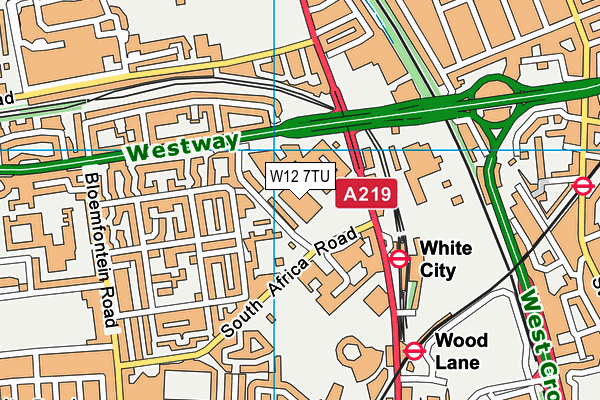 W12 7TU map - OS VectorMap District (Ordnance Survey)