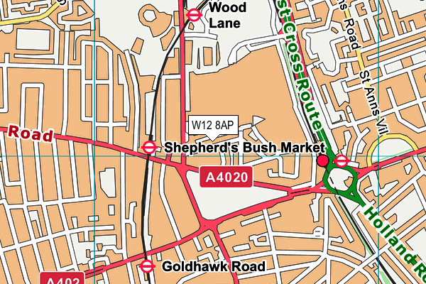 W12 8AP map - OS VectorMap District (Ordnance Survey)