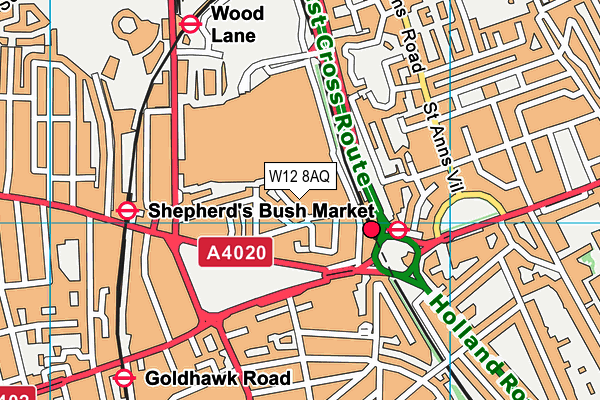 W12 8AQ map - OS VectorMap District (Ordnance Survey)