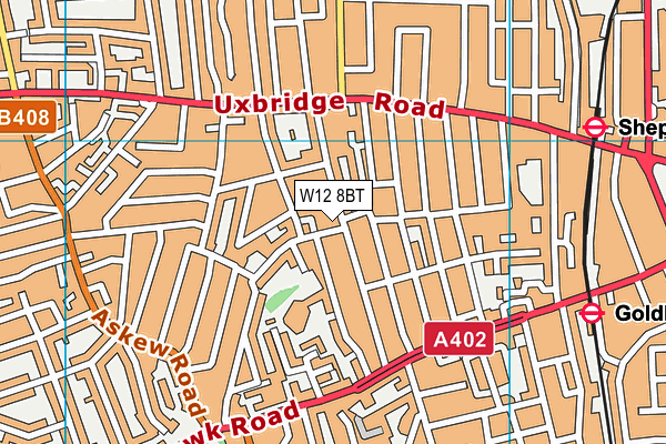 W12 8BT map - OS VectorMap District (Ordnance Survey)