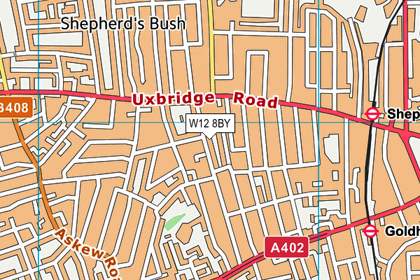 W12 8BY map - OS VectorMap District (Ordnance Survey)