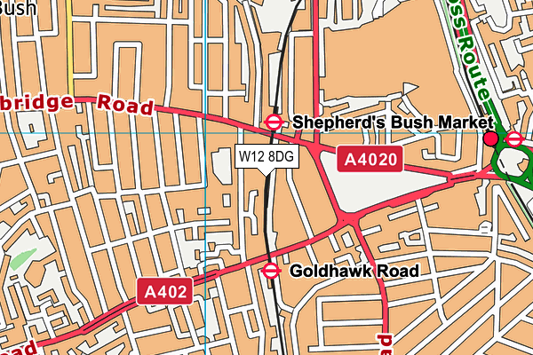 W12 8DG map - OS VectorMap District (Ordnance Survey)