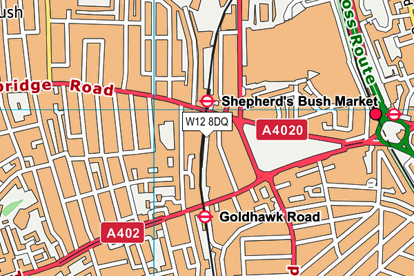 W12 8DQ map - OS VectorMap District (Ordnance Survey)