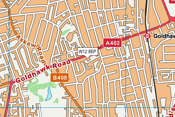 W12 8EP map - OS VectorMap District (Ordnance Survey)