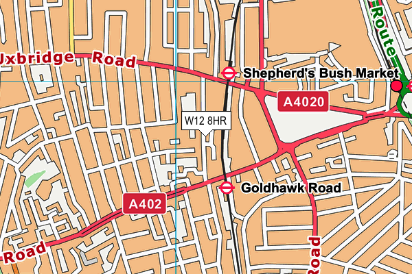 W12 8HR map - OS VectorMap District (Ordnance Survey)