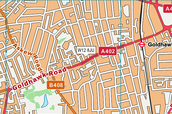 W12 8JU map - OS VectorMap District (Ordnance Survey)