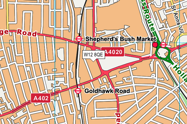 W12 8QE map - OS VectorMap District (Ordnance Survey)