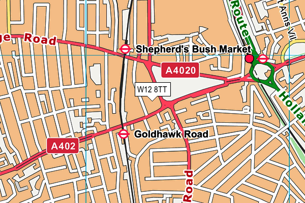Shepherds Bush Green (Closed) map (W12 8TT) - OS VectorMap District (Ordnance Survey)