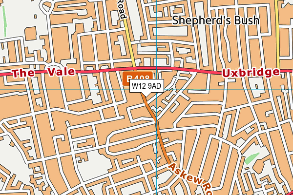 W12 9AD map - OS VectorMap District (Ordnance Survey)