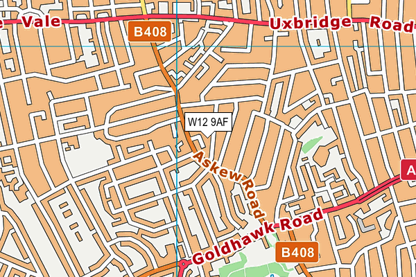 W12 9AF map - OS VectorMap District (Ordnance Survey)