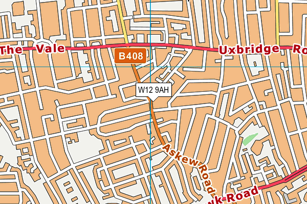 W12 9AH map - OS VectorMap District (Ordnance Survey)