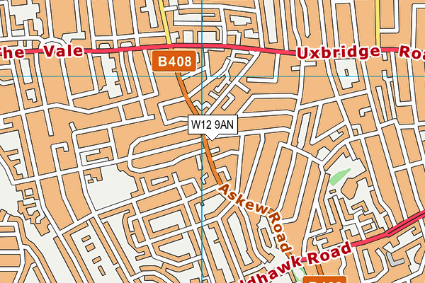 W12 9AN map - OS VectorMap District (Ordnance Survey)
