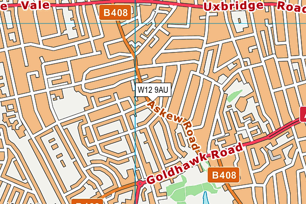 W12 9AU map - OS VectorMap District (Ordnance Survey)