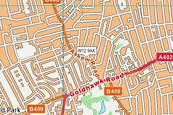 W12 9AX map - OS VectorMap District (Ordnance Survey)