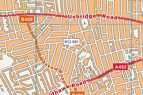 W12 9AY map - OS VectorMap District (Ordnance Survey)