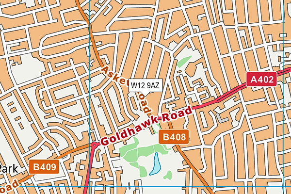 W12 9AZ map - OS VectorMap District (Ordnance Survey)